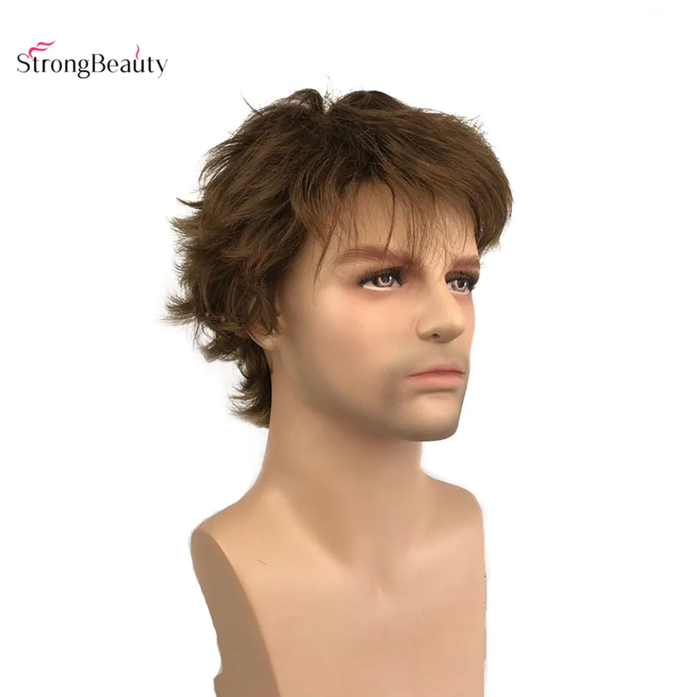 StrongBeauty парики для мужчин светильник Natura коричневый короткий прямой парик из синтетических волос