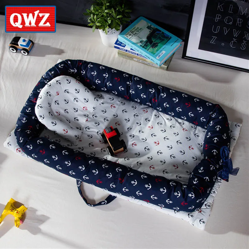 

QWZ New Portable Baby Bed Crib Newborn Infant Bedding Sleeping Play Mat Thicken Travel Bed With Pillow For Baby Christmas Gifts