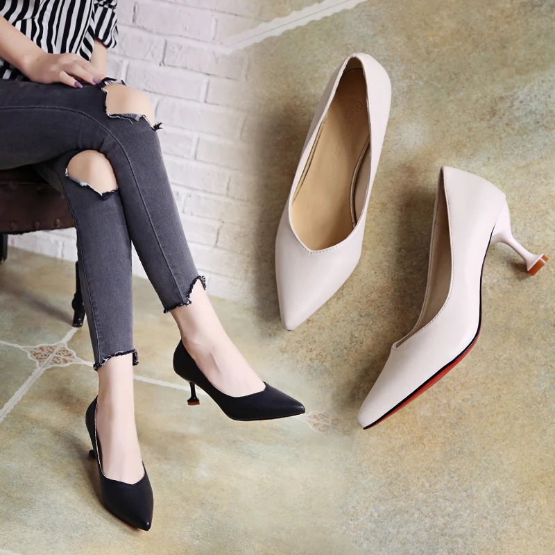 

high heels Woman shoes wedding party Pumps comfortable office ladies 6cm High thin Heels red bottom zapatos mujer tacon