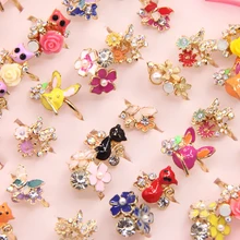 Смешанных цветов с золотыми кристаллами Регулируемые кольца для маленьких девочек смешанные стили вечерние Подарочные ювелирные изделия с витриной