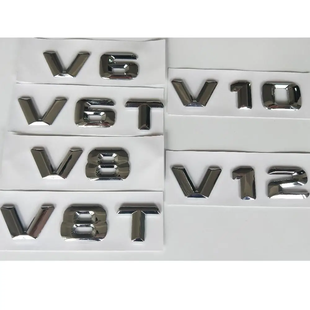 

Chrome 3D Letters Trunk Fender Displacement Badge Badges Emblem Emblems V6 V8 V10 V12 V6T V8T V10T V12T for Mercedes Benz AMG
