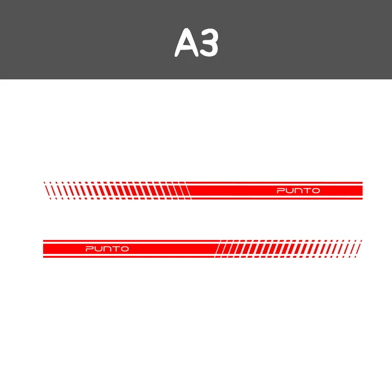 2 шт. гоночные боковые полосы автомобиля наклейки авто винил графика для Fiat Punto Abarth - Название цвета: Glossy  Red