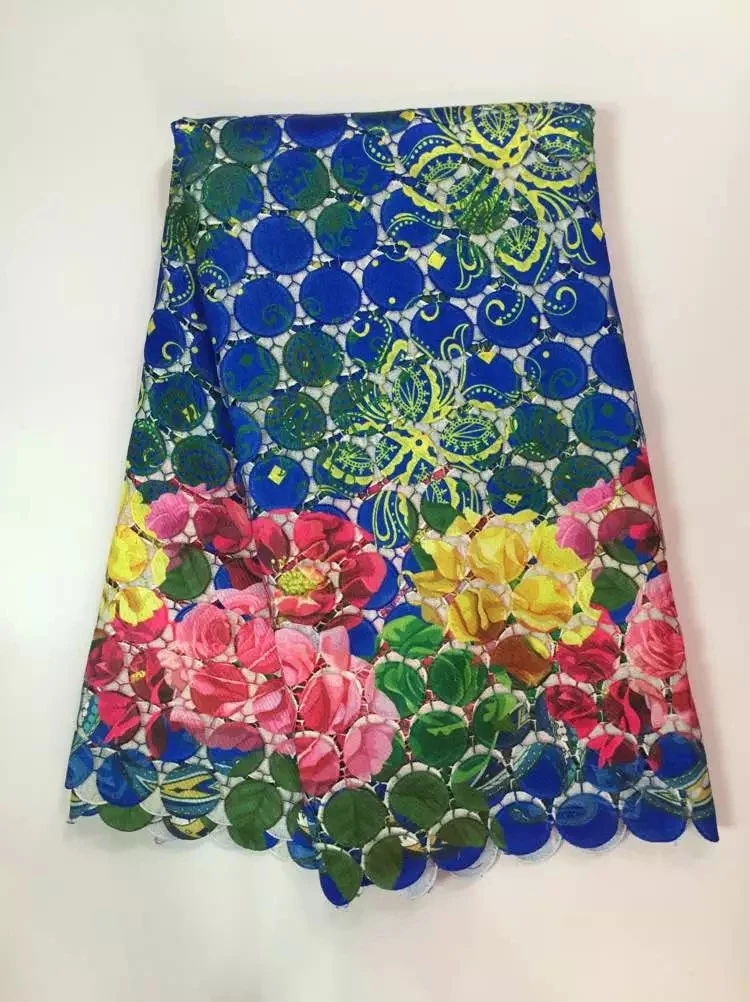 

Colorful guipure lace fabric ! High Quality African Swiss Voile Lace Fabric 5YARDS free shipping J20Y