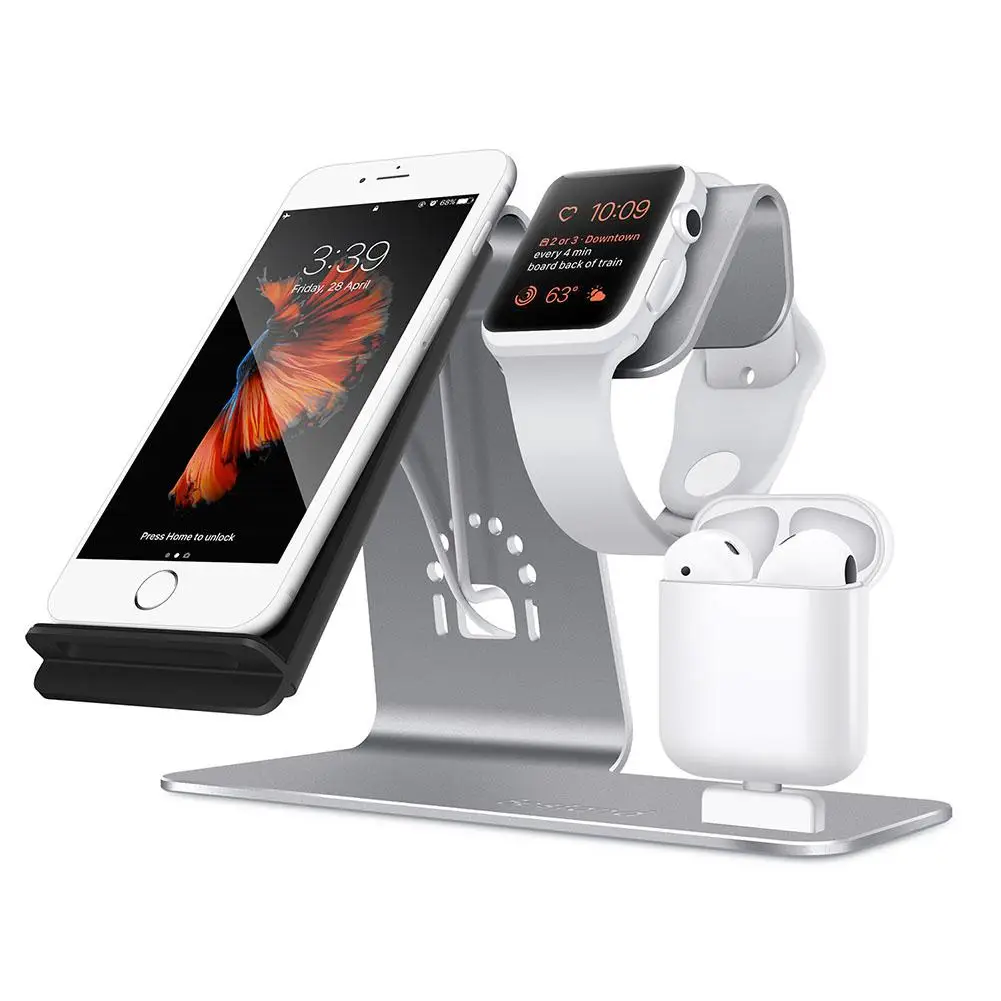 Групповая Вертикальная 3 в 1 зарядная станция для Apple iWatch Airpods Qi быстрая