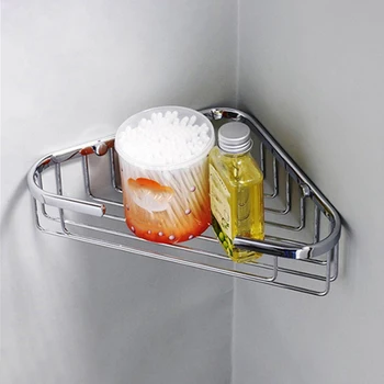 

Bathroom Shelves Shower Basket Wall Mounted Corner Rack Storage Basket Stainless Steel Mirror Polished