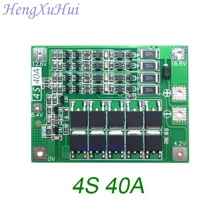 

4S40A Lithium Power Battery Protection Board Drive Drill Motor 14.8V 16.8V PCB Board (Equalized Charging Optional)