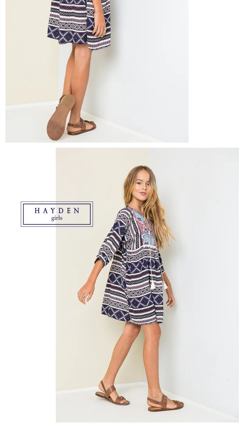 Printed Peasant Dress G5014-4