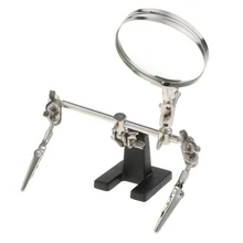 

5x Desktop Auxiliary Clip Magnifier Third Helping Hand Magnifying Glasses Soldering & Jewelry Repair Embroidery Accs