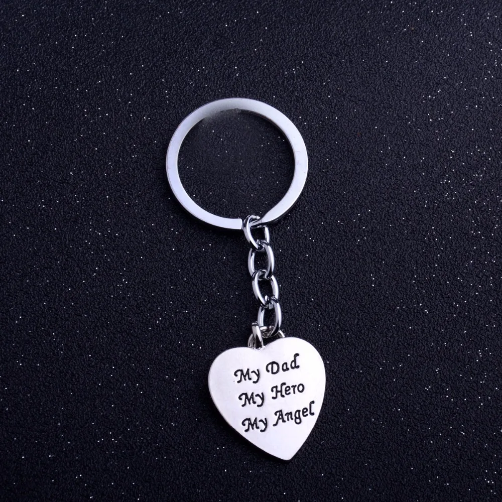 My Dad Hero Family Love Keychain Moon Heart Tool Keyring Daddy Father's Day Gift 