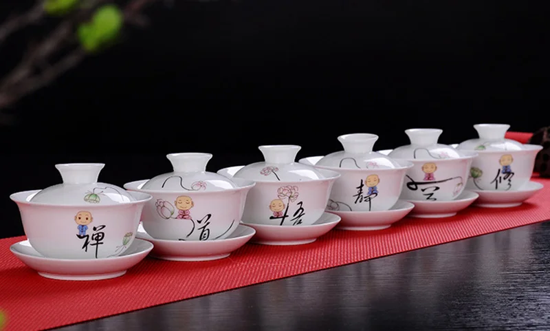 Белая фарфоровая чайная супница, gaiwan чайный фарфоровый горшок, набор для путешествий, красивый чайник, ручная роспись, крышка, чаша, чайный набор, 120 мл