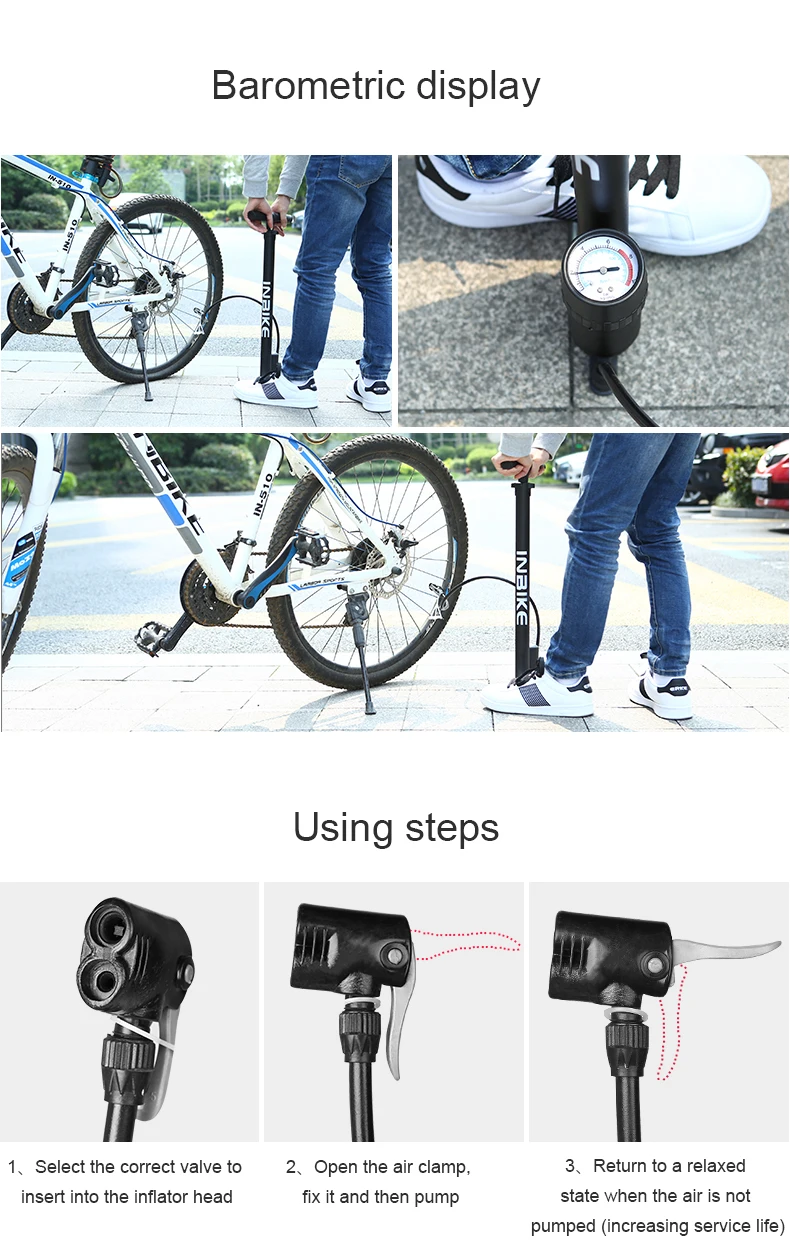 INBIKE Многофункциональный велосипедный насос для велосипедных шин портативный надувной воздушный насос для горной дороги велосипед MTB Велоспорт воздушный пресс рама аксессуары