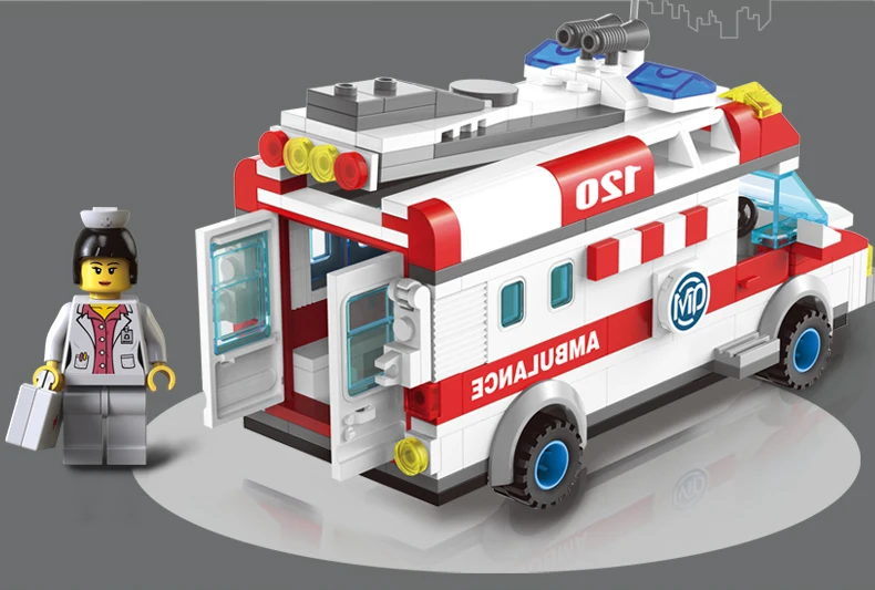Дети Любовь 328 шт. машина скорой помощи Legoed модель строительные блоки полевые