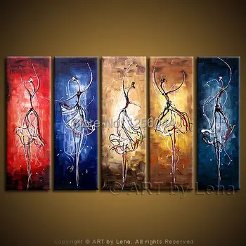 

wholesale 100% handmade oil painting modern wall art beauty living room paintings 5 panels wall canvas hand painted C064
