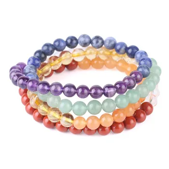 

6mm Natural Stone Crystal Bracelet 7 Chakras Beaded 108 Mala Reiki Jewelry Women Men's Wrap Bracelets Yoga Meditation Dropship