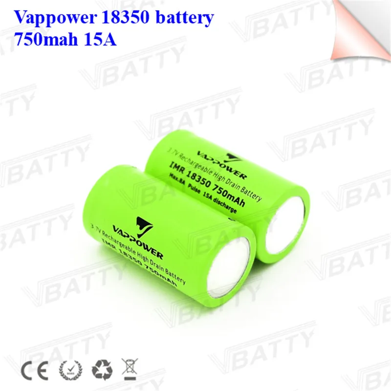 Vappower IMR 18350 750mah 8A 4