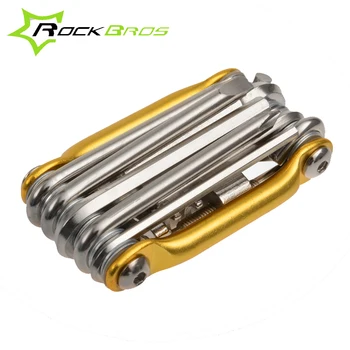 

ROCKBROS Bicycle Tools Bike Repair Kit 11 in 1 Cr-Mo Metallic MultiFunction Mini Pocket Tool Bicycle Tools Set Kit 6 Hex Opener