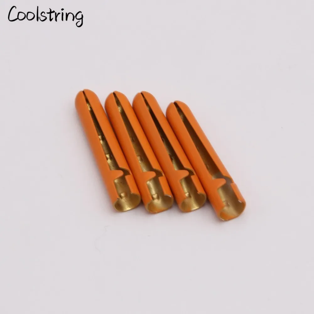 Coolstring New 4pcs/set 4.0x23mm Fluorescent Yellow Orange Painting Metal Tips For Shoelace Drawstring Clothing DIY Accessories