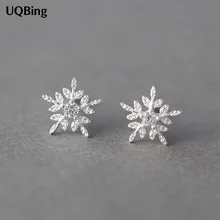 Модные серебряные серьги-гвоздики со снежинками, 925 пробы серебряные серьги, ювелирные изделия, серьги Brincos