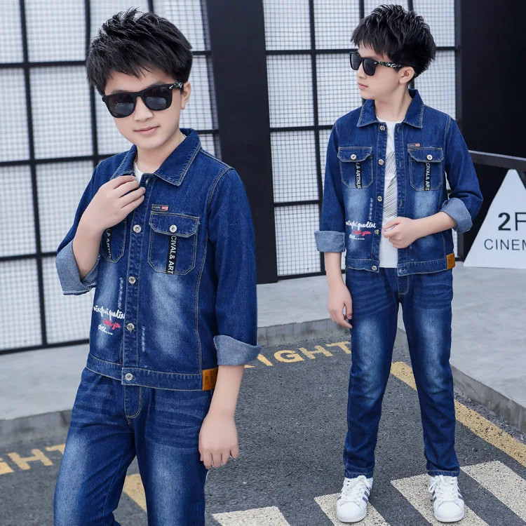

Boys Denim 2 Pieces Sets Children Jacket Jeans Sets Child Spring Autumn Cotton Jeans Suits Boys Clothing