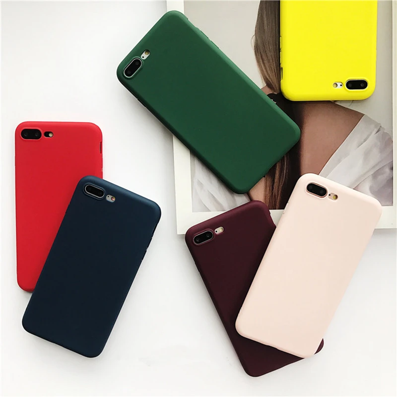 

ADKO Soft Silicone case For iPhone 6 Case iphone 7 Case Full Cover For iphone 6s 8 plus X Phone Bags Candy Color and Matte Case