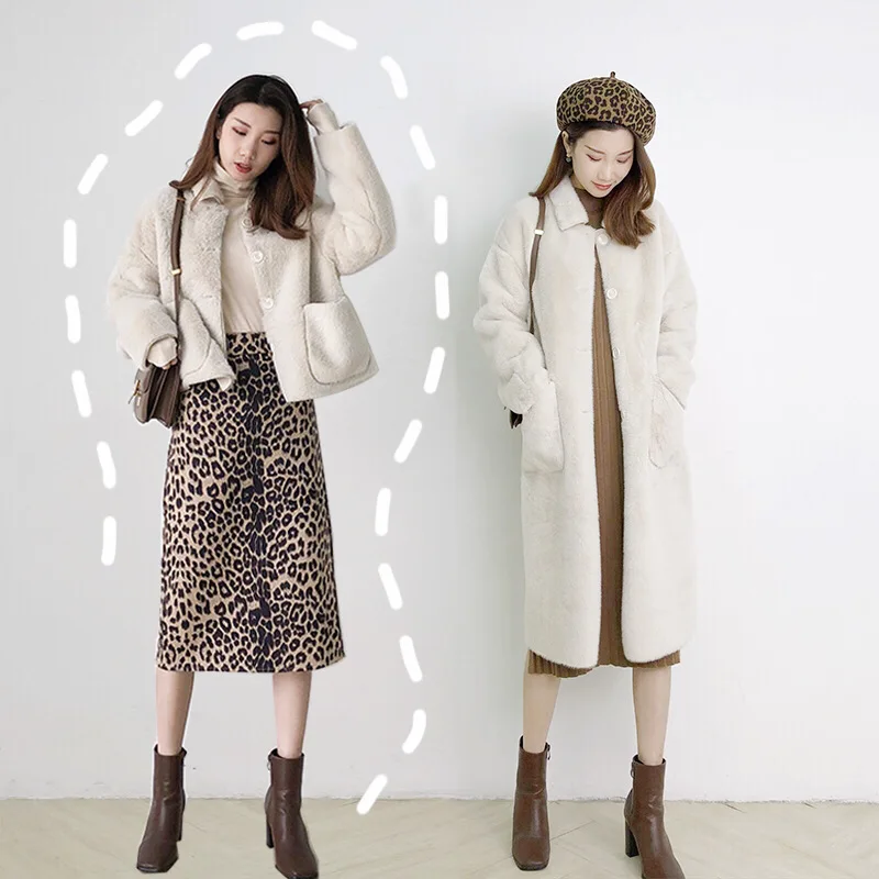 2018 autumn winter new furry cute solid color rabbit velvet jacket | Женская одежда