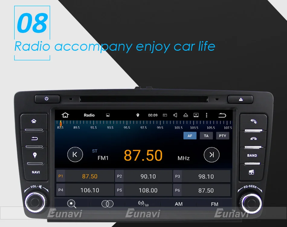 Best Eunavi 2 Din Car DVD GPS For Skoda Octavia 2012 2013 A 5 A5 Yeti Fabia Car Android 9.0 Quad Core RAM 2GB Stereo Radio Navigation 17