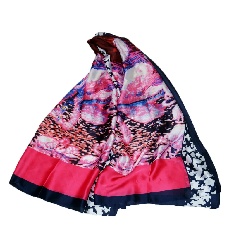 AL7809navyblue Модный великолепный шелковый шарф роскошный женский брендовый шарф для женщин шаль Пашмина высокое качество с принтом хиджаб обертывания 180*90 см - Цвет: AL7809navyblue