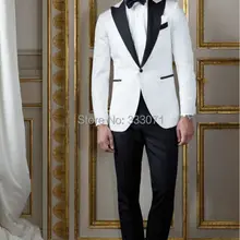 Последний дизайн пальто брюки белый смокинг жениха Черный блейзер с лацканами 2 шт. свадебные костюмы для мужчин костюм жениха друзей жениха terno