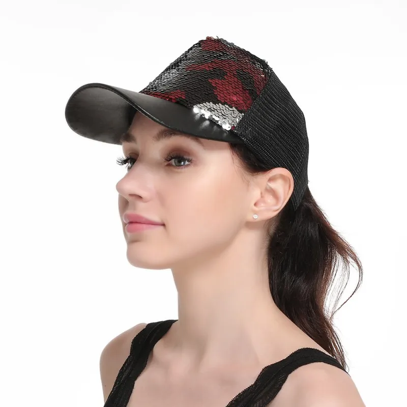 Мода блёстки регулируемые кепки с сеткой Snapback шляпы шапка с блестками для вечерние Клубные