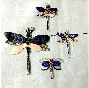 

Dragonfly Sequins Rhinestones Bead Brooch Patches Applique Vintage Embroidered Fabric Sew-On Patch Fashion Clothing Decoration