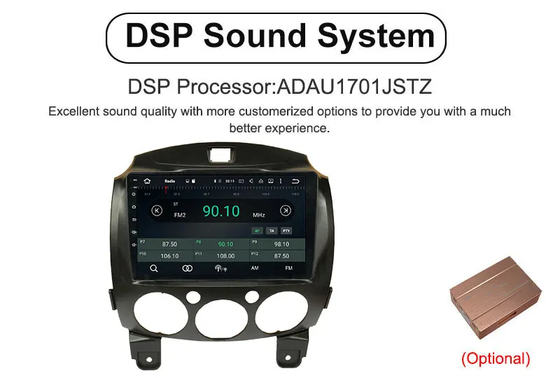 Excellent Aotsr Android 8.0 Car DVD Player Autoradio GPS Navigation for Mazda 2 9 inch IPS Screen Mirror-link Bluetooth no DVD 2 din radio 16