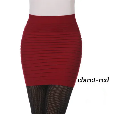 Самый дешевый Мода г. летняя Для женщин юбки Высокая Талия Карамельный цвет плюс Размеры эластичная плиссированная короткая юбка BK001 - Цвет: Wine Red