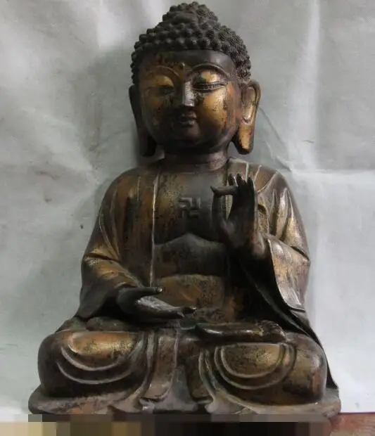 

song voge gem S6761 Chinese Buddhism Temple Copper Bronze Tathagata Sakyamuni Amitabha Buddha Statue