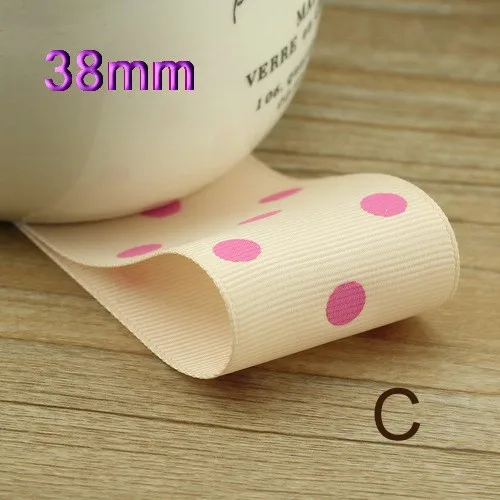 High quality 38mm Rib ribbon Single Face Dots satin ribbon DIY hair accessories Children package gift 5Mlot_12