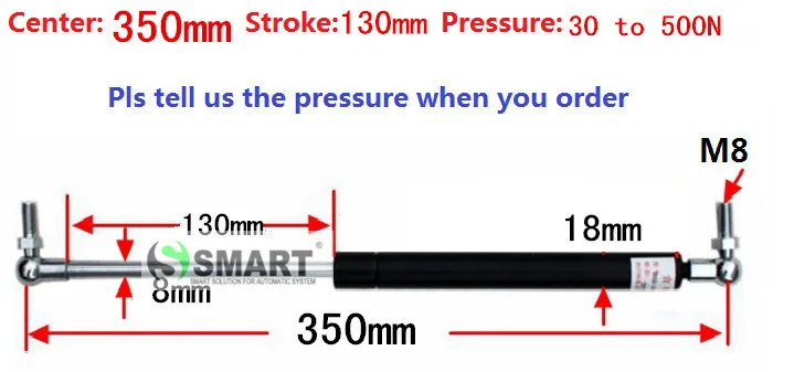 free shipping 30 to 500N force 350mm central distance 130mm stroke pneumatic Auto Gas Spring Shock absorber | Обустройство дома