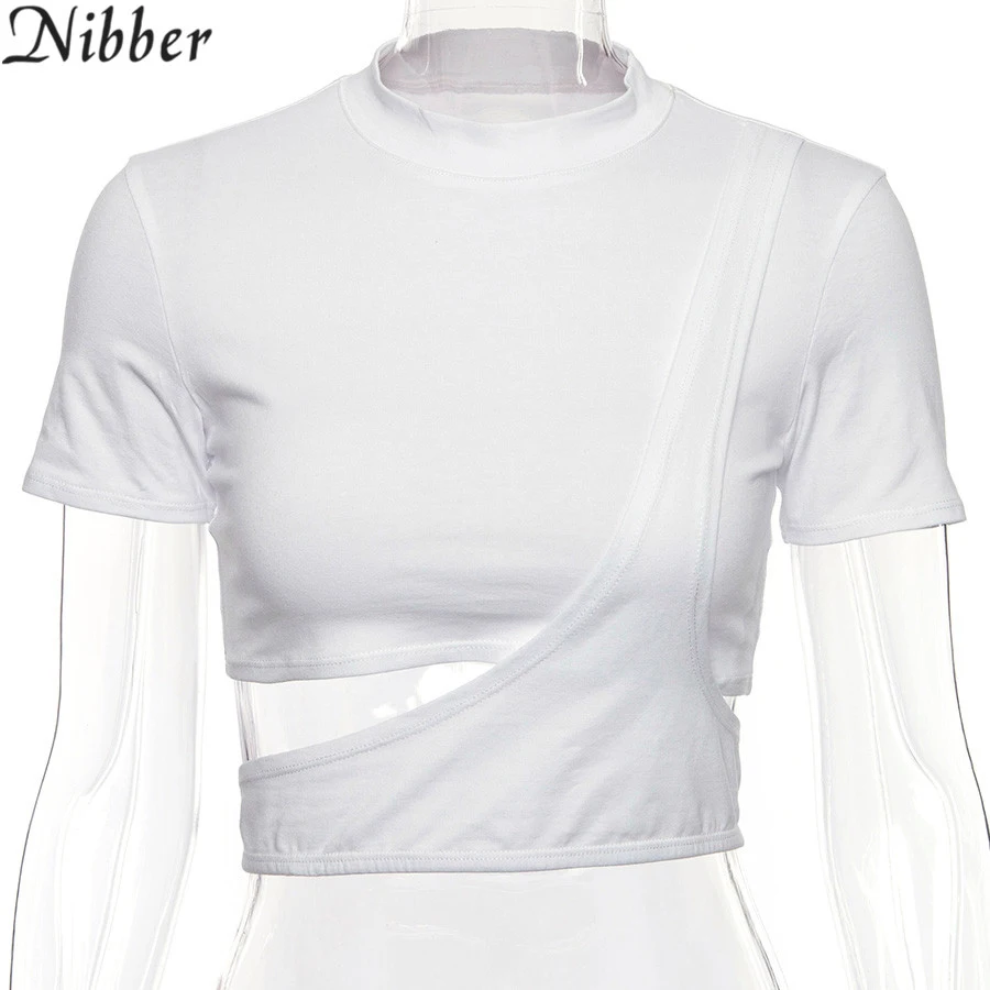 Nibber, женские сексуальные хлопковые черные белые топы с круглым вырезом и коротким рукавом, летние женские футболки для отдыха, отдыха, в полоску, с вырезами, футболки