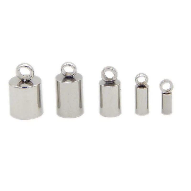 

10pcs Stainless Steel End Caps Silver Tone Barrel Tube Tassel End Beads Fit 1.5 2 2.5 3 4 5 6 8mm Round Leather Jewelry Making