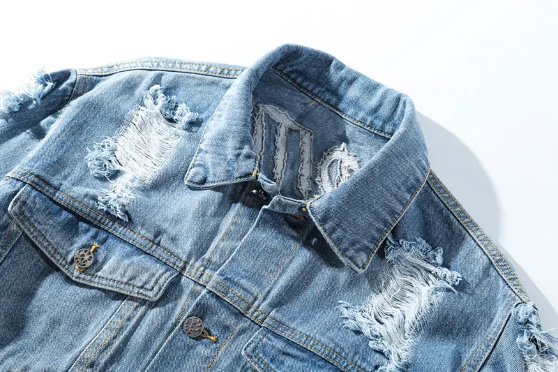 Patchwork Ripped Hole Destroyed Tie Dye Denim Jackets 2