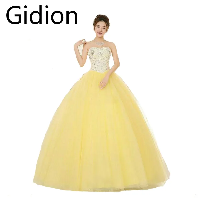 yellow sparkly prom dress