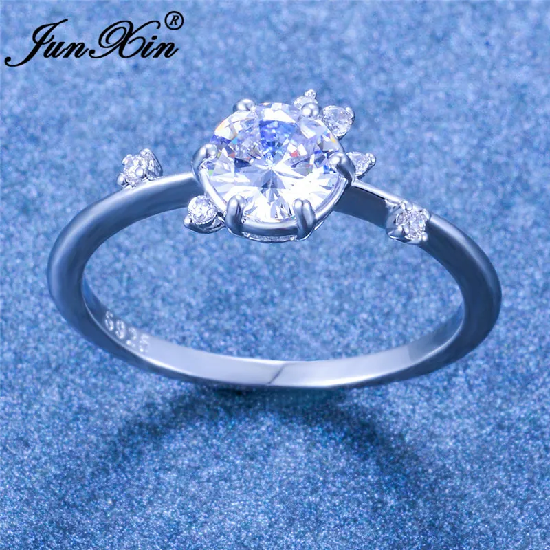 Милое маленькое кольцо с кристаллом для женщин минималистичное тонкое кольцо серебряное розовое золото цвет Изящный Белый Циркон укладки свадебные кольца
