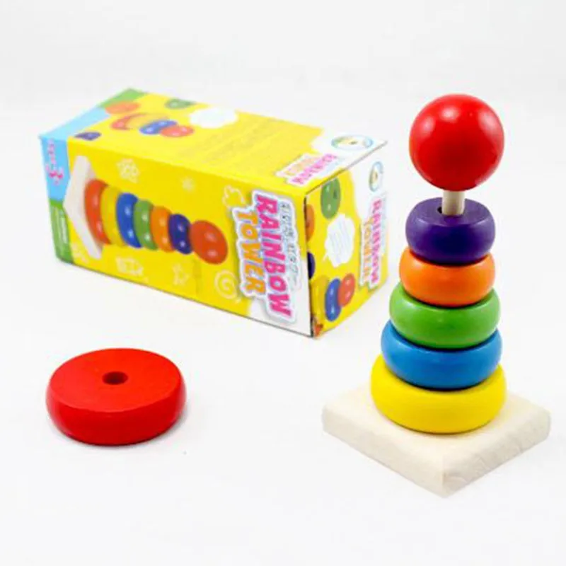 

New Arrival Rainbow Tower Rings Wooden Stacker Baby Toy New Arrival