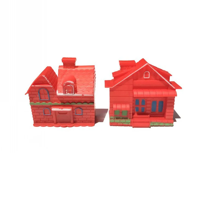

2 Pcs New Red Single-sided House Simulation Building Villa Model House Children Play Toy