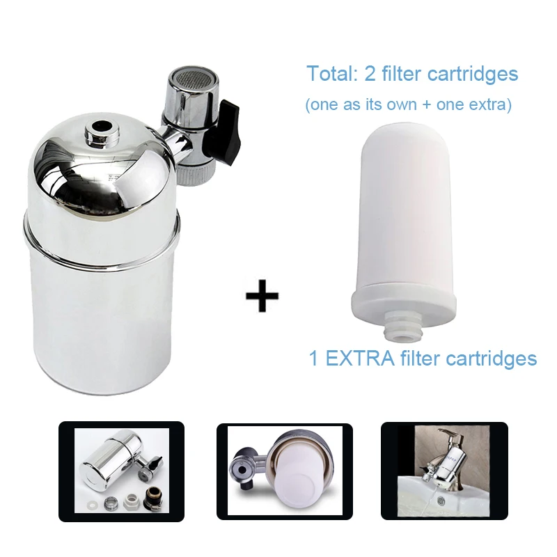 

Pack 1+1 Faucet Mounted Tap Water Purifier filtros for clean filtration drinking water filtre eau with 1 EXTRA filter Cartridge