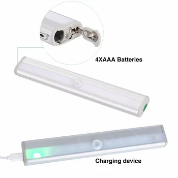 

Cool White/Warm White Color Wireless PIR Motion Sensor Lamp Super Bright 10 LED Battery Powered Cabinet Drawer Night Light