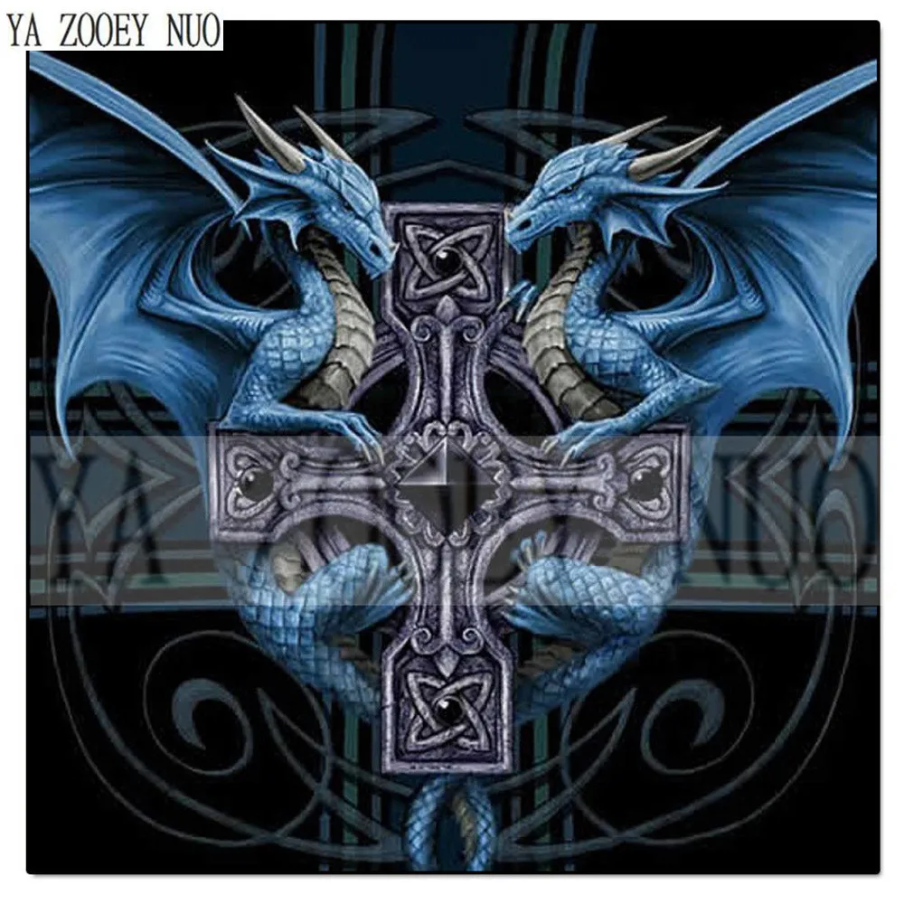 

YA ZOOEY NUO DIY Diamond Painting Cross Stitch Dragon 5D Diamond Embroidery Animal Dragon Round rhinestones Decor painting K1389