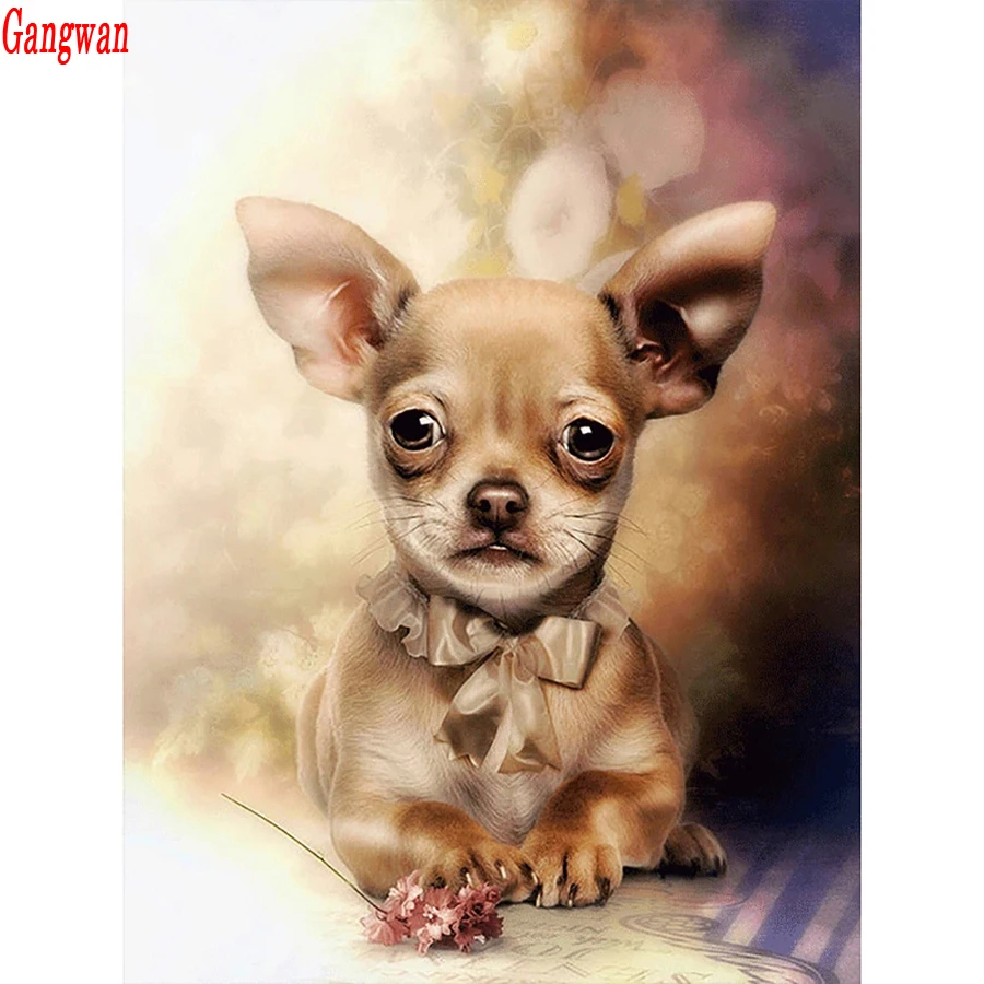 

NEW ! Full square round stone Diamond Painting chihuahua 5D Diamond embroidery puppy Mosaic Cross Stitch Home Decor Cute Dog