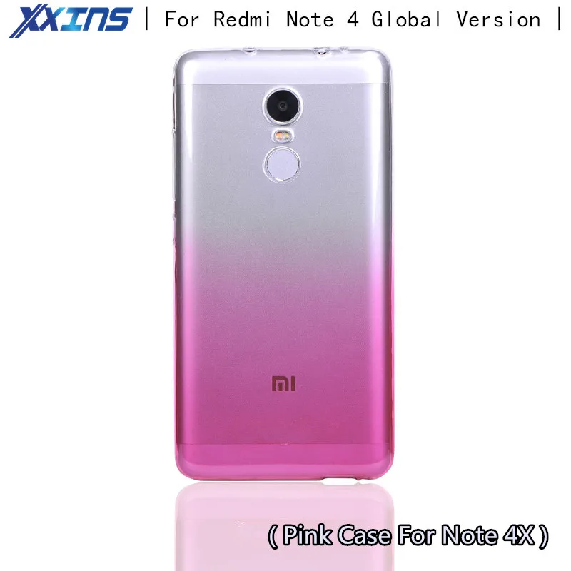 

Xxins TPU Pink phone Cases For Xiaomi Redmi Note 4 Official Global Version Thin and soft back cover Gradient Pink for note4X