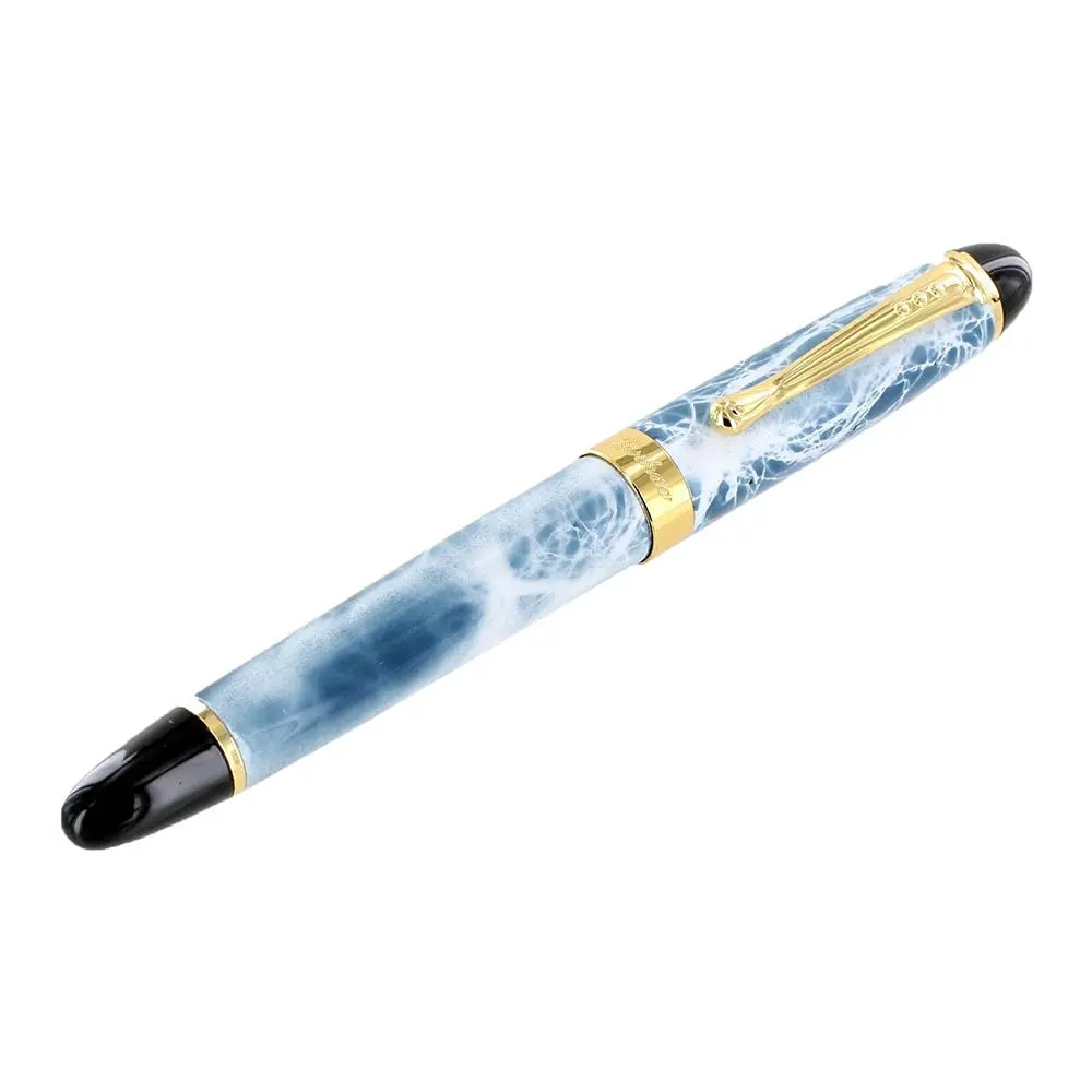 

Jinhao Luxury M Nib 18KGP Fountain Pen (Blau ,white Marble)