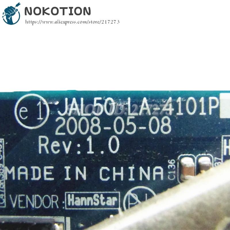 NOKOTION JAL50 LA-4101P 494035-001 основной плате для HP Compaq CQ40 Материнская плата ноутбука GL40 DDR2 Бесплатная ЦП