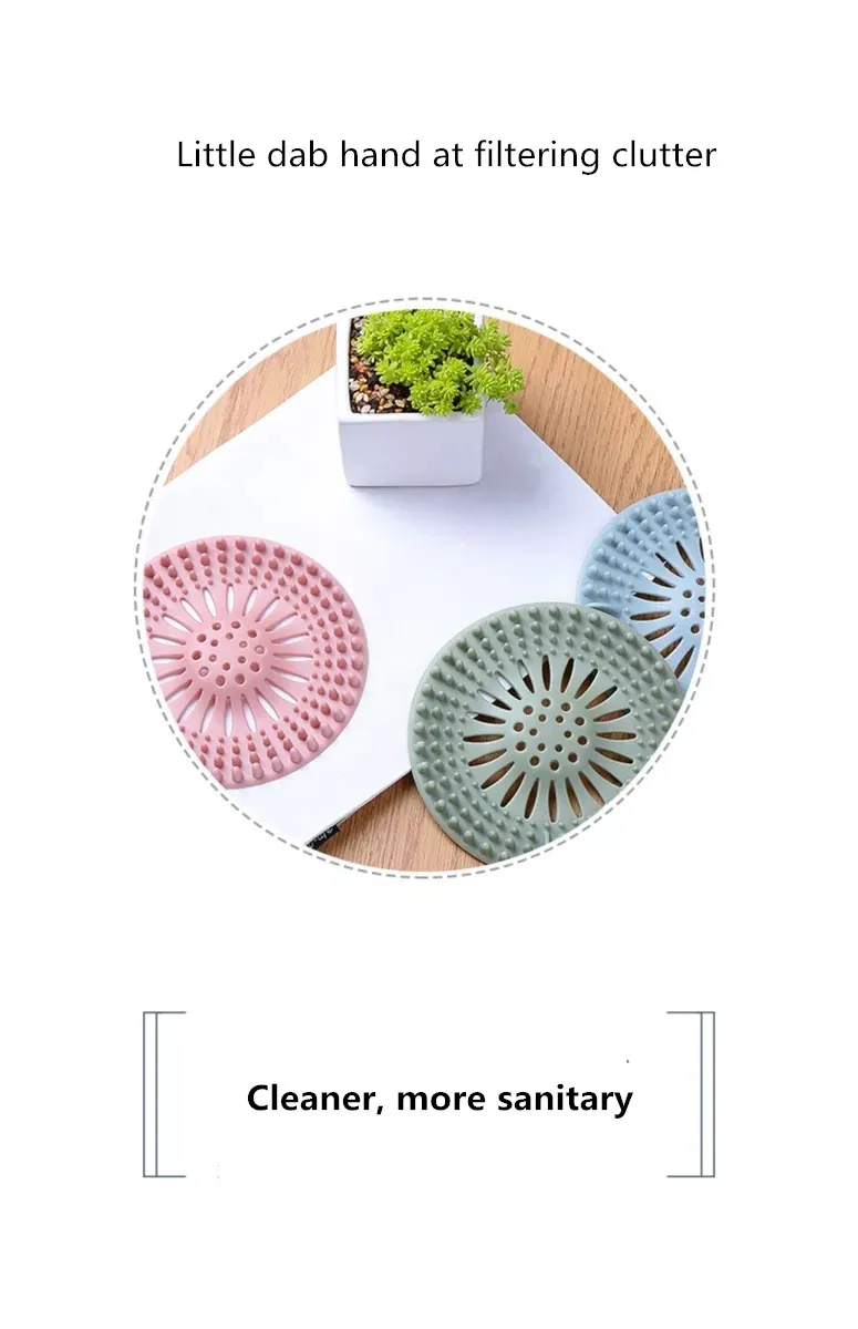 XUNZHE 3Pcs 14cm flower type silicone kitchenware sink strainers drain filter bathroom hair recuperator